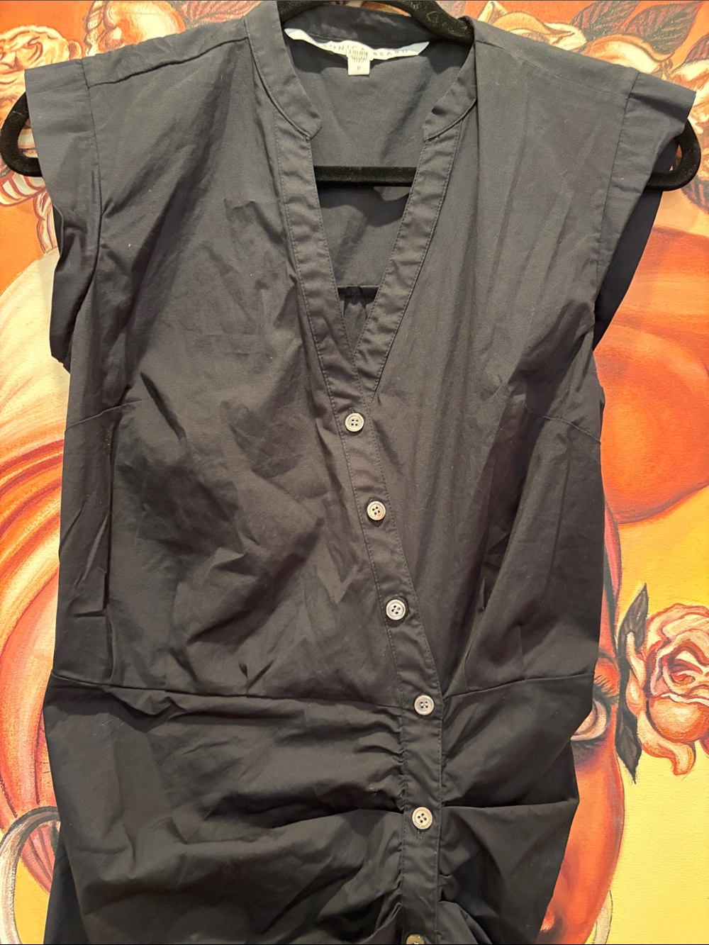 Veronica Beard Bell Button-Front Ruched Shirt Dress - Picture 7 of 8